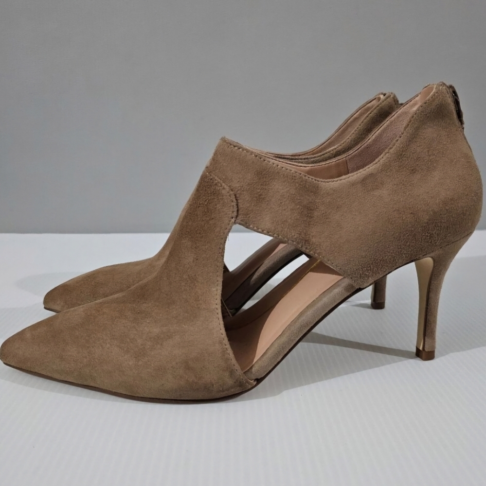 Cole Haan Taupe Suede Pointed Toe Cutout Heels